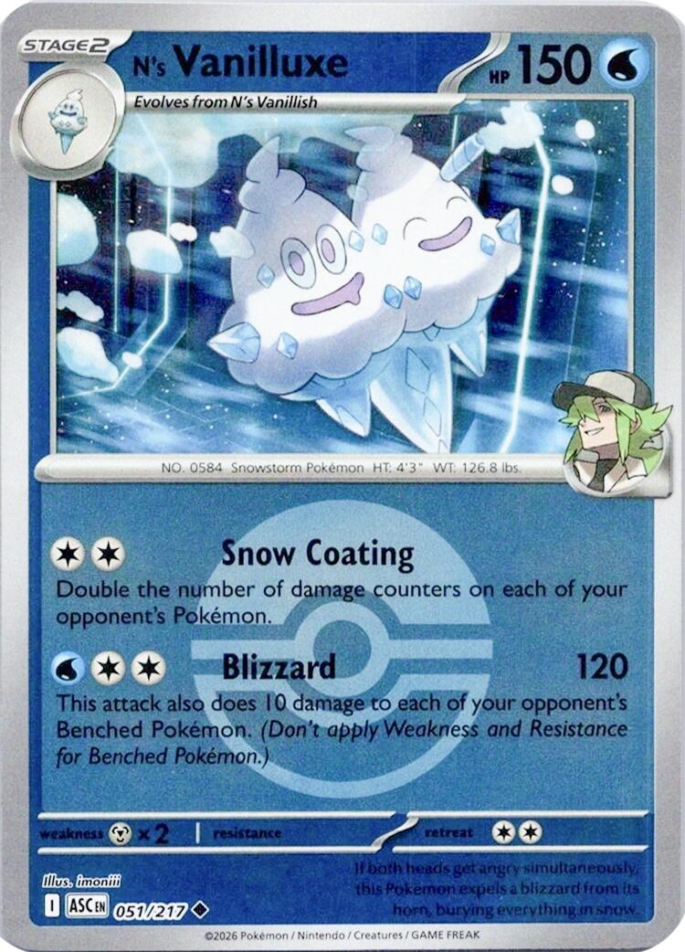ME: Ascended Heroes #051/217 N's Vanilluxe (Poke Ball)