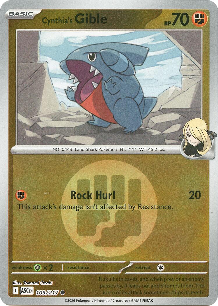 ME: Ascended Heroes #109/217 Cynthia's Gible (Energy Symbol Pattern)